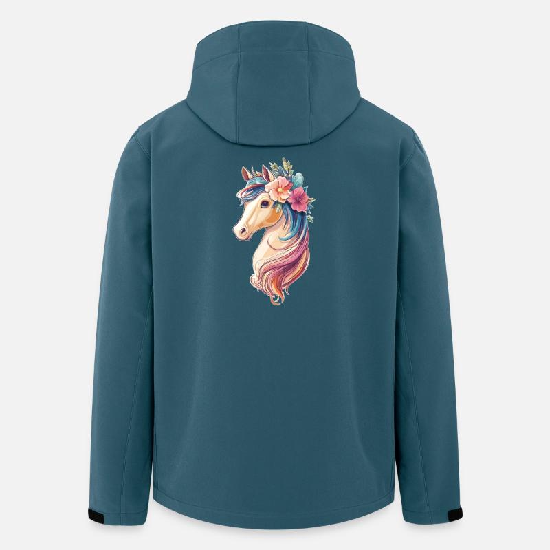 Pferd mit Blumen - Recycelte Männer Softshell-Jacke von Stanley/Stella - Dunkles Petrol