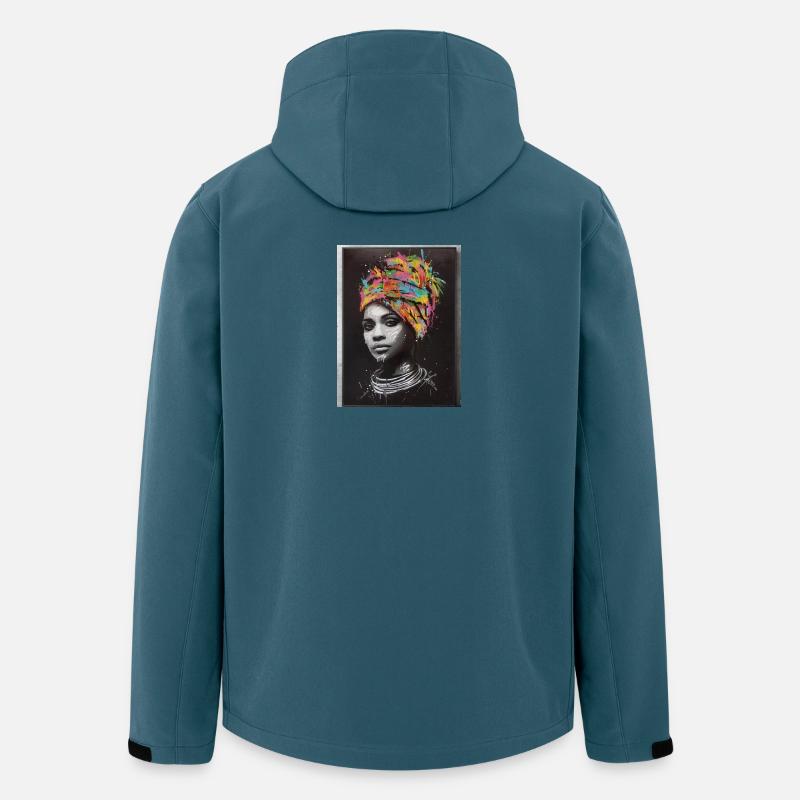 Buntes Gustave Afro Kunst Porträt - Recycelte Männer Softshell-Jacke von Stanley/Stella - Dunkles Petrol