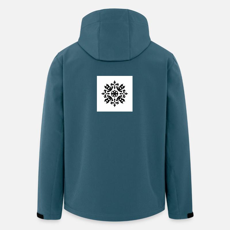 Kompliziertes schwarzes Schneeflockenmuster - Recycelte Männer Softshell-Jacke von Stanley/Stella - Dunkles Petrol