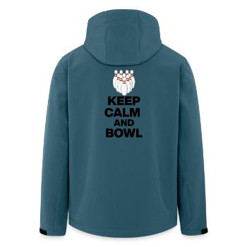 KEEP CALM AND BOWL, STRIKE MEISTER! PIN SNIPER - Recycelte Männer Softshell-Jacke von Stanley/Stella - Dunkles Petrol - Hinten - AI Model Male 185 light (185cm)