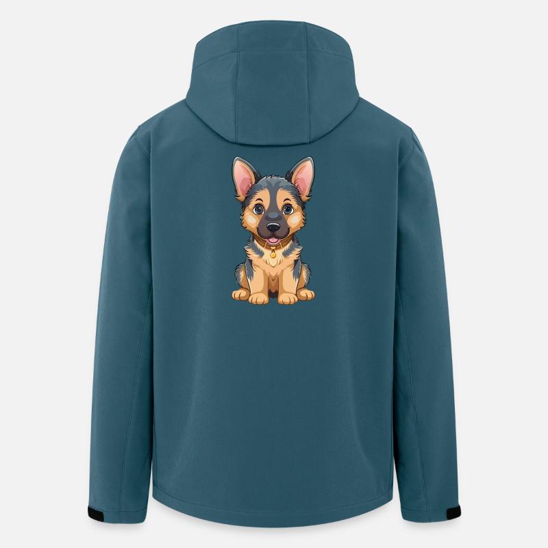 Kuscheliger Schäferhund Cartoon - Recycelte Männer Softshell-Jacke von Stanley/Stella - Dunkles Petrol