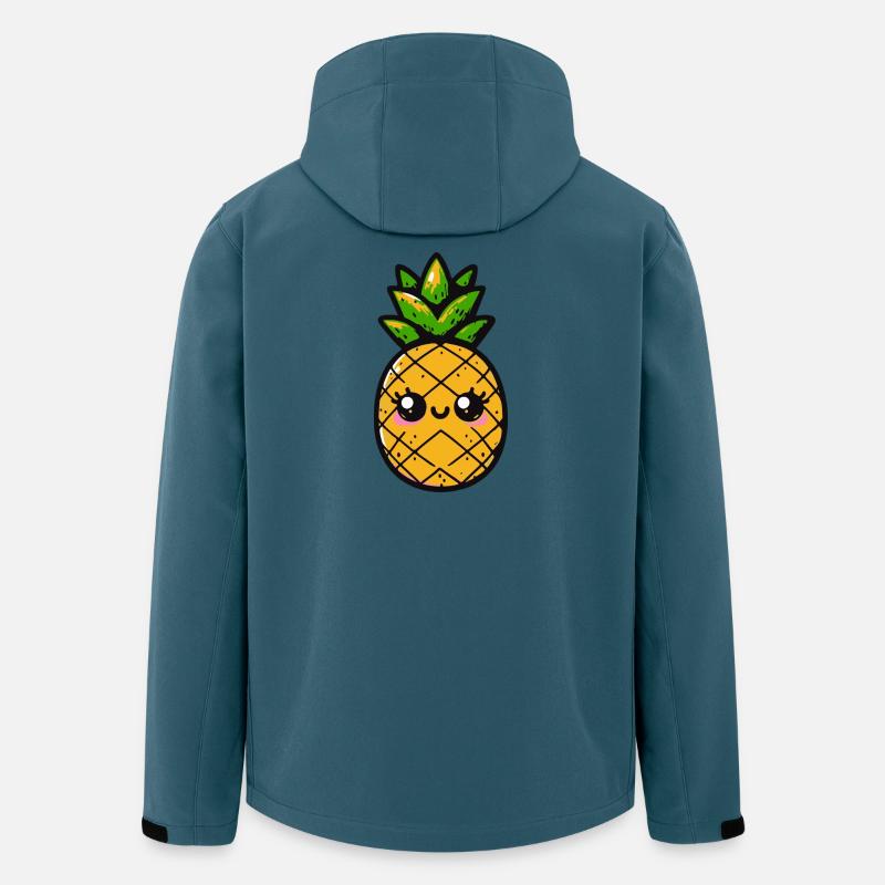 Ananas kawaii avec feuillage vert - Veste softshell homme en polyester recyclé Stanley/Stella - bleu pétrole foncé