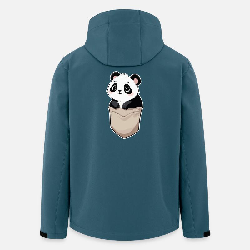 Panda mignon dans la poche - Veste softshell homme en polyester recyclé Stanley/Stella - bleu pétrole foncé