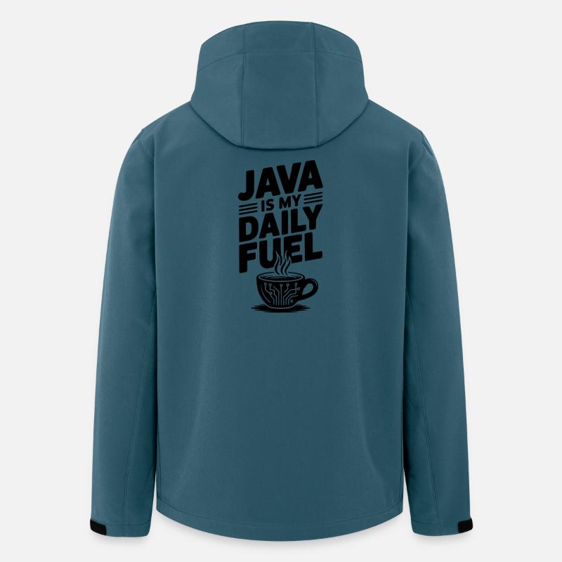 Java est mon carburant quotidien - Veste softshell homme en polyester recyclé Stanley/Stella - bleu pétrole foncé