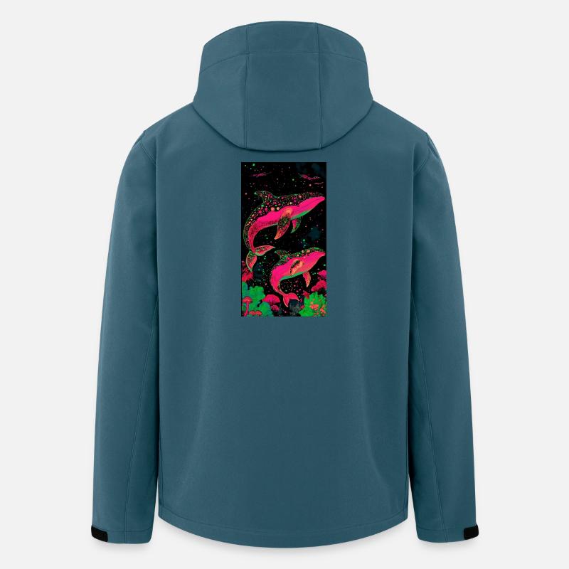 Neon Kosmoswale im Sternenmeer - Recycelte Männer Softshell-Jacke von Stanley/Stella - Dunkles Petrol