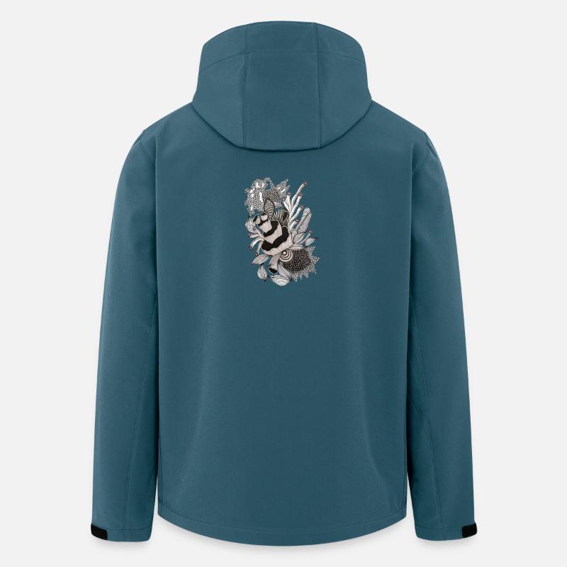 Monochrome Panda Blüten Illustration - Recycelte Männer Softshell-Jacke von Stanley/Stella - Dunkles Petrol