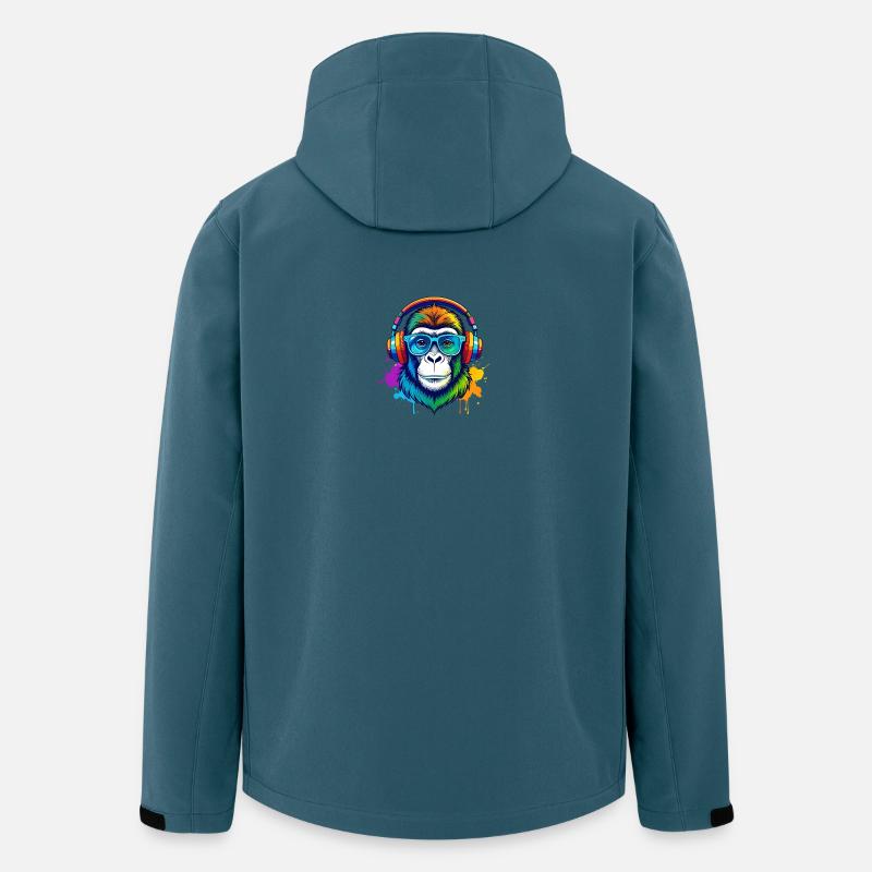 Rainbow Gorilla DJ mit Kopfhörern - Recycelte Männer Softshell-Jacke von Stanley/Stella - Dunkles Petrol