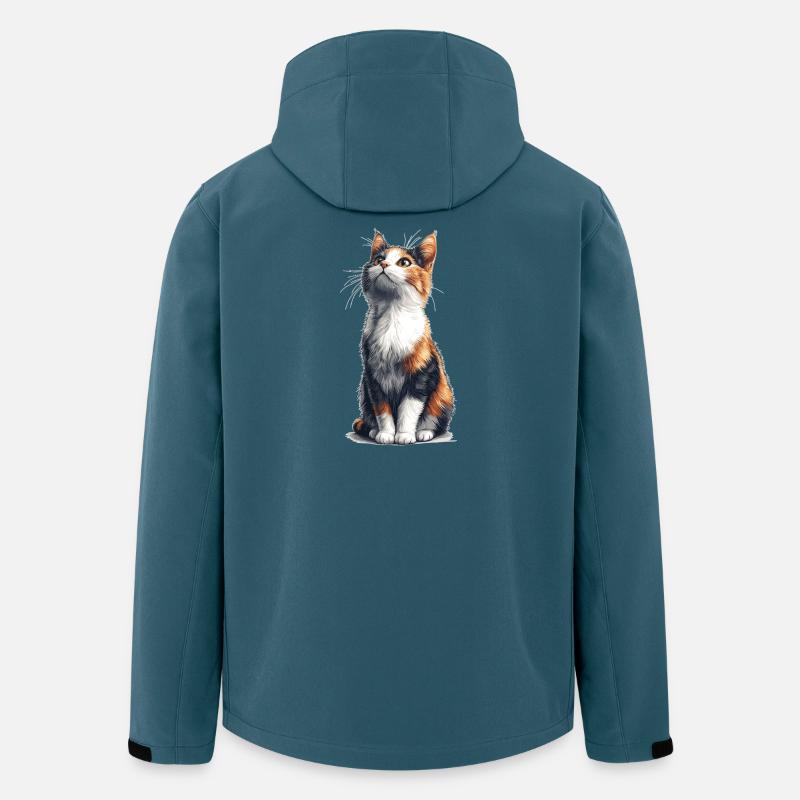 Bunte sitzende Comic Katze - Recycelte Männer Softshell-Jacke von Stanley/Stella - Dunkles Petrol