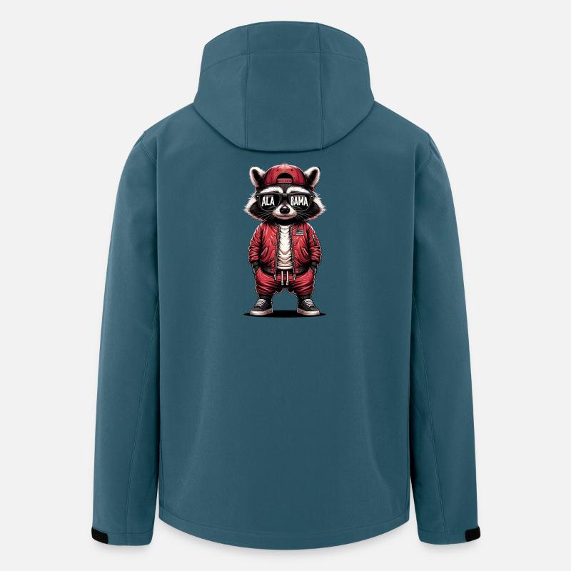 Waschbär in roter Bomberjacke - Recycelte Männer Softshell-Jacke von Stanley/Stella - Dunkles Petrol