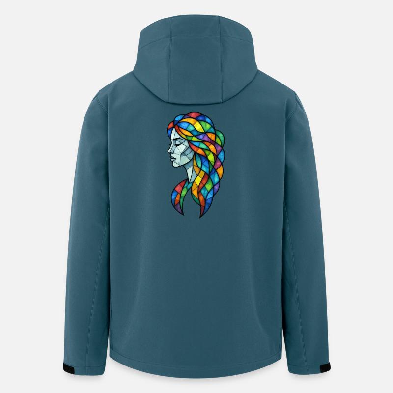 Bunte Buntglasfrau - Recycelte Männer Softshell-Jacke von Stanley/Stella - Dunkles Petrol