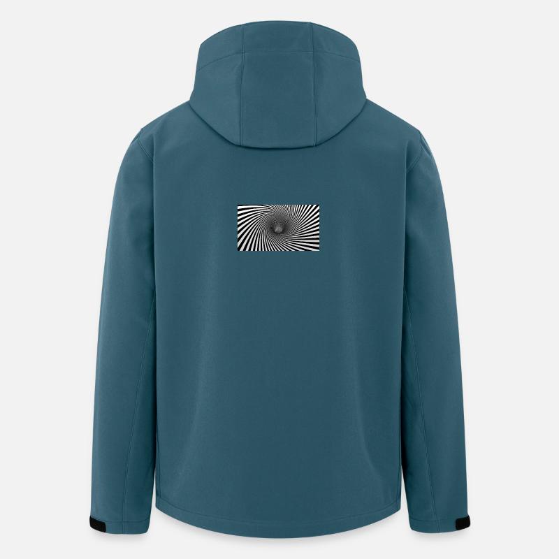 Hypnotische Schwarz-Weiß-Spirale - Recycelte Männer Softshell-Jacke von Stanley/Stella - Dunkles Petrol