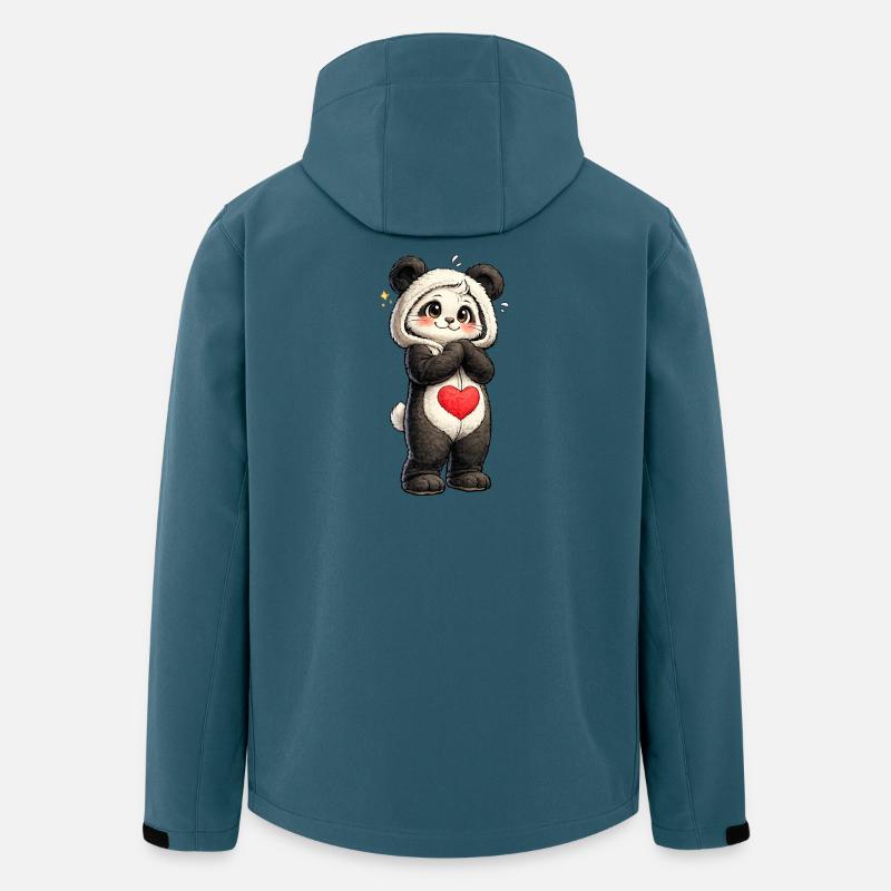 Schüchterner Panda mit rotem Herz - Recycelte Männer Softshell-Jacke von Stanley/Stella - Dunkles Petrol