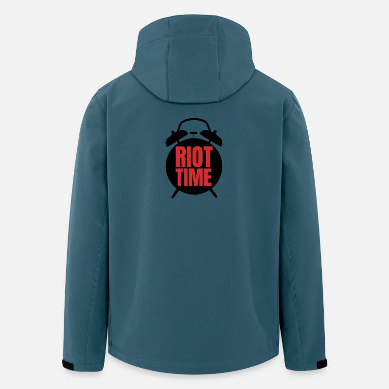 Riot Time – Mutiges rotes Textdesign - Recycelte Männer Softshell-Jacke von Stanley/Stella - Dunkles Petrol