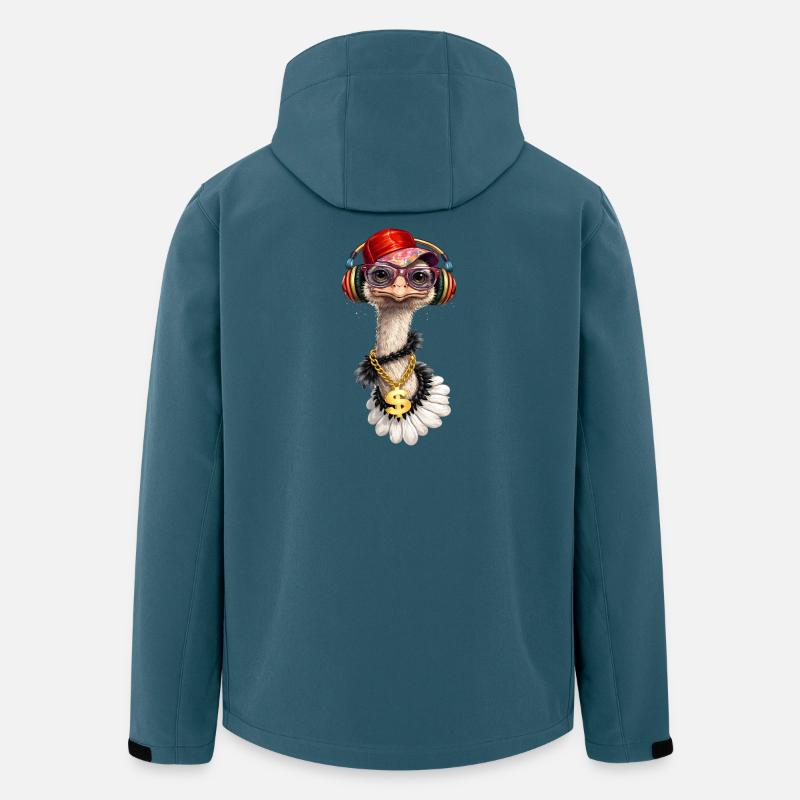 Cooler Strauß mit Kopfhörern  - Recycelte Männer Softshell-Jacke von Stanley/Stella - Dunkles Petrol