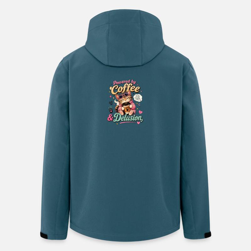 Coffee Cat : Délire de pouvoir - Veste softshell homme en polyester recyclé Stanley/Stella - bleu pétrole foncé