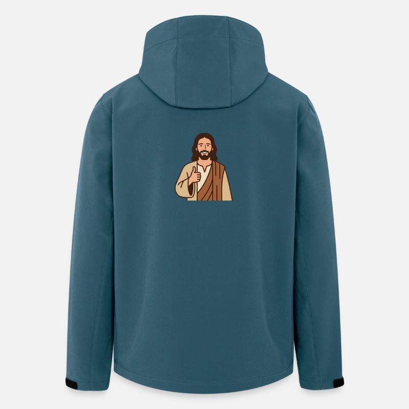 Jesus Cartoon Daumenhoch - Recycelte Männer Softshell-Jacke von Stanley/Stella - Dunkles Petrol