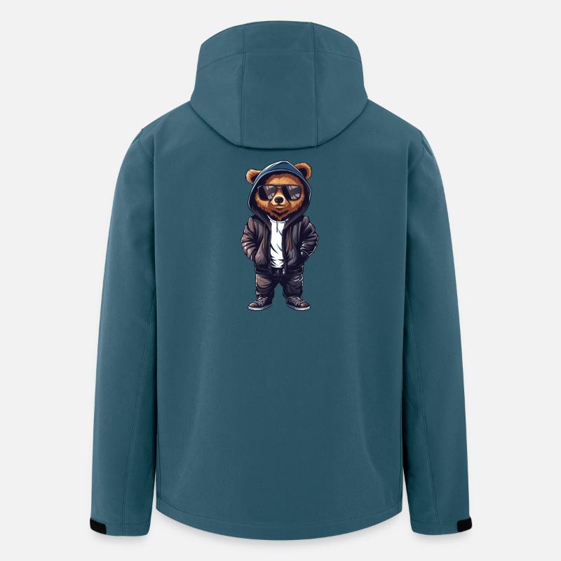 Cooles Teddybär T-Shirt, Lederjacke, Sonnenbrille - Recycelte Männer Softshell-Jacke von Stanley/Stella - Dunkles Petrol