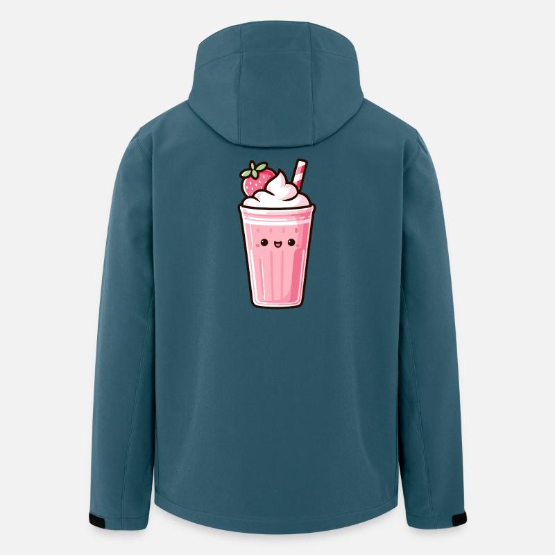 Verspielte Erdbeer-Milchshake-Illustration - Recycelte Männer Softshell-Jacke von Stanley/Stella - Dunkles Petrol