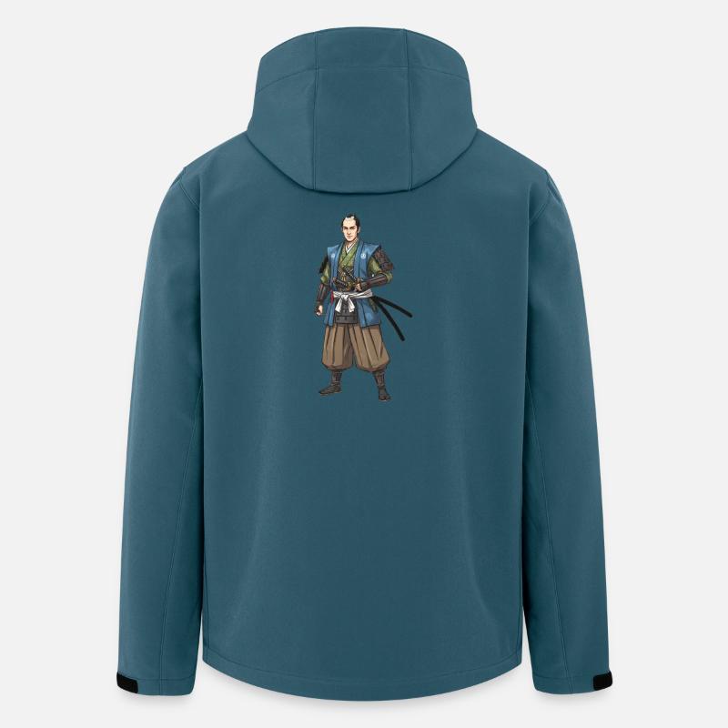 Samouraï Edo en veste bleue - Veste softshell homme en polyester recyclé Stanley/Stella - bleu pétrole foncé