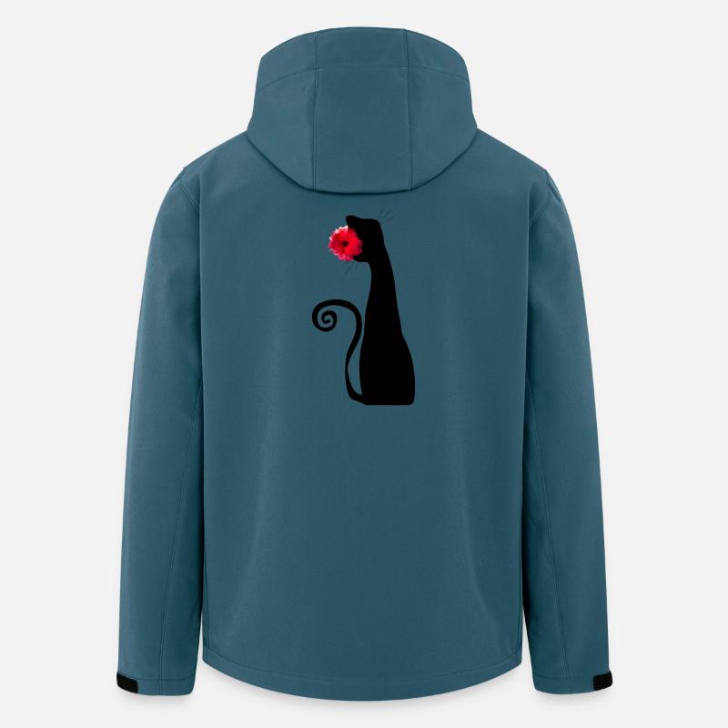 Black Cat With Red Rose Cute Gothic Design - Men’s Recycled Softshell Jacket by Stanley/Stella - stargazer