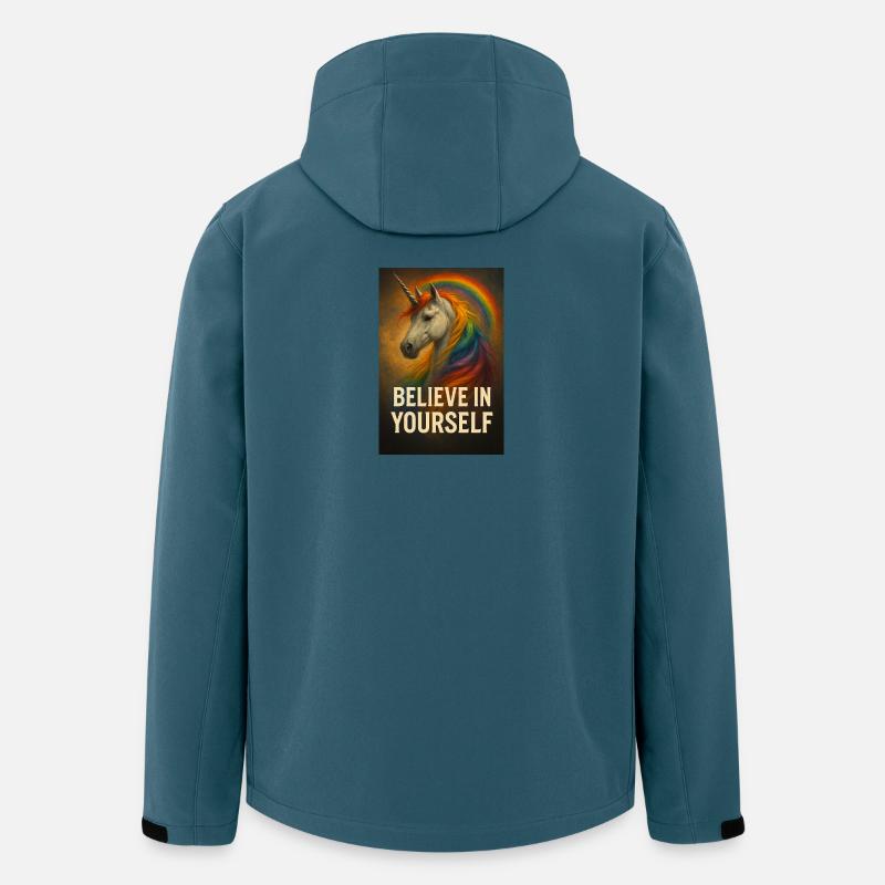 Glaub an dich selbst Einhorn Regenbogen - Recycelte Männer Softshell-Jacke von Stanley/Stella - Dunkles Petrol