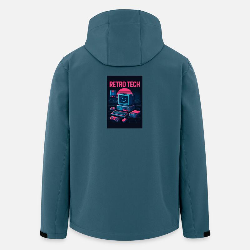 Retro Tech Computer Grafikdesigner mit Lächeln - Recycelte Männer Softshell-Jacke von Stanley/Stella - Dunkles Petrol