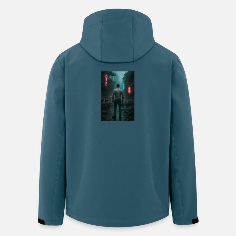 Postapokalyptisches Stadtbild Illustration - Recycelte Männer Softshell-Jacke von Stanley/Stella - Dunkles Petrol