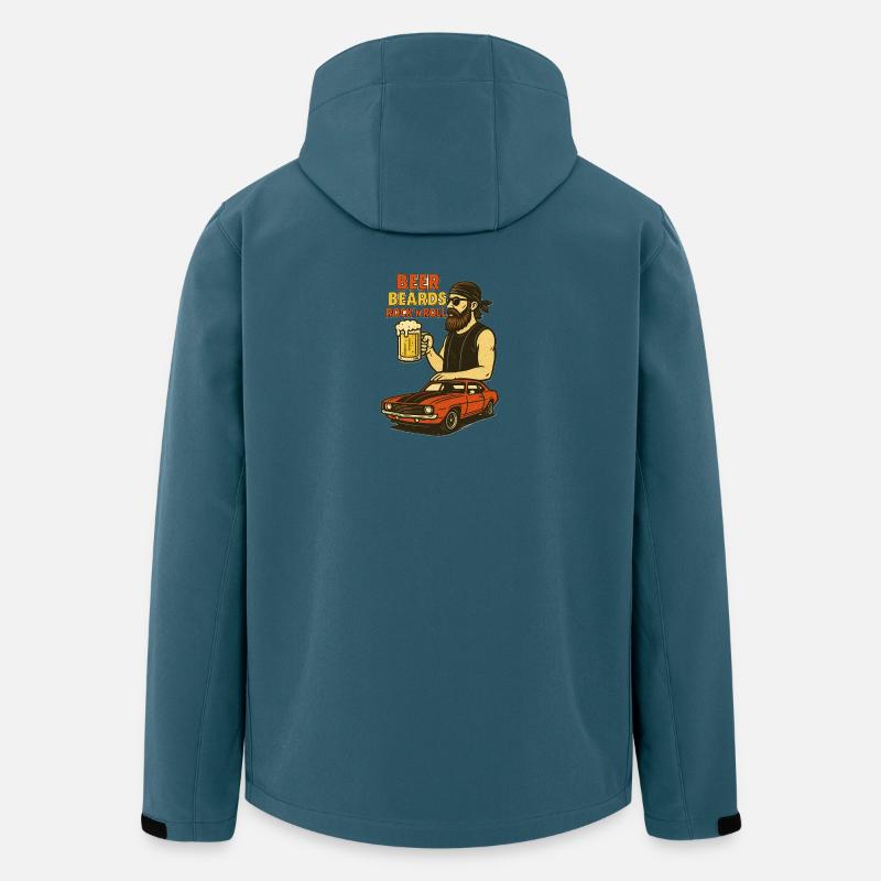 Bière Barbe Rock n Roll Design - Veste softshell homme en polyester recyclé Stanley/Stella - bleu pétrole foncé