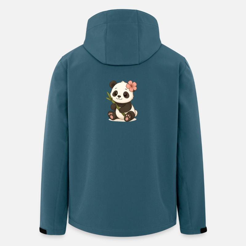 Mignon panda ours avec feuille d’hibiscus - Veste softshell homme en polyester recyclé Stanley/Stella - bleu pétrole foncé