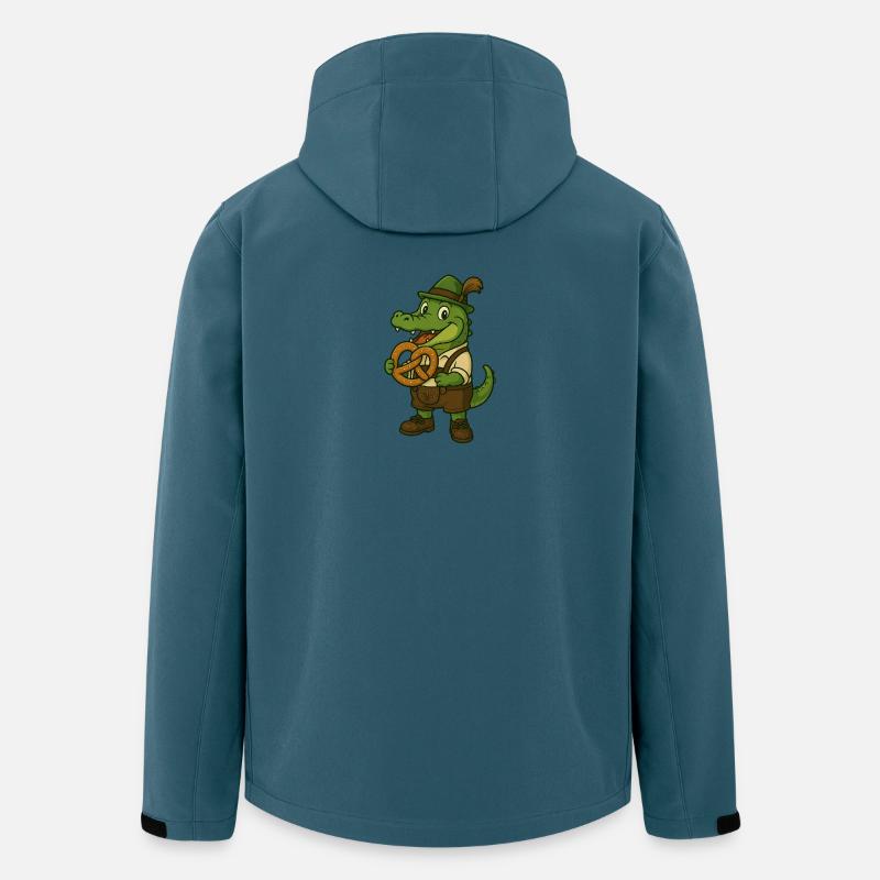 Crocodile in Tracht mit Breze - Recycelte Männer Softshell-Jacke von Stanley/Stella - Dunkles Petrol