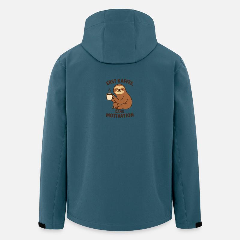 Erst Kaffee, dann Motivation - Recycelte Männer Softshell-Jacke von Stanley/Stella - Dunkles Petrol