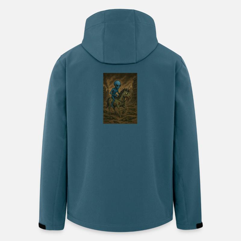 Außerirdischer  auf Zombie Einhorn  - Recycelte Männer Softshell-Jacke von Stanley/Stella - Dunkles Petrol