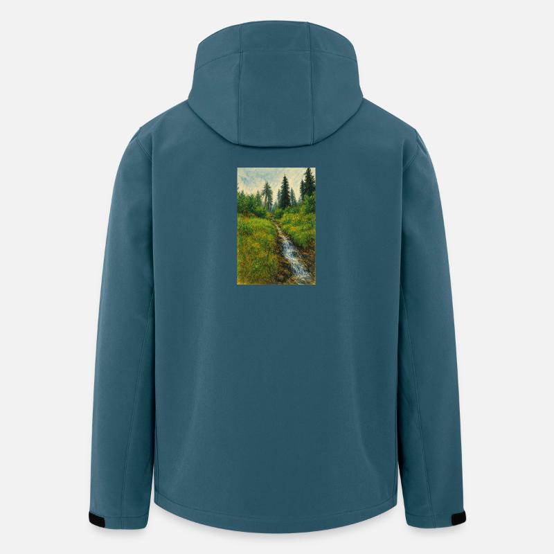Sketchart Landschaft mit Bächlein in der Schweiz - Recycelte Männer Softshell-Jacke von Stanley/Stella - Dunkles Petrol