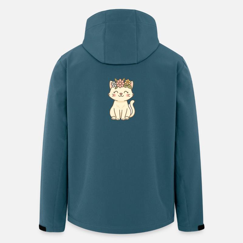 Blumenkranz Katze Charm - Recycelte Männer Softshell-Jacke von Stanley/Stella - Dunkles Petrol