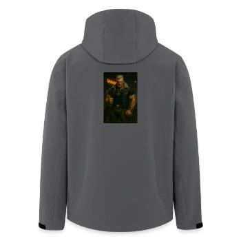 Mechanischer Biker – Blonder Krieger mit Feuerblick - Recycelte Männer Softshell-Jacke von Stanley/Stella - Dunkles Petrol - Hinten - AI Model Male 185 light (185cm)