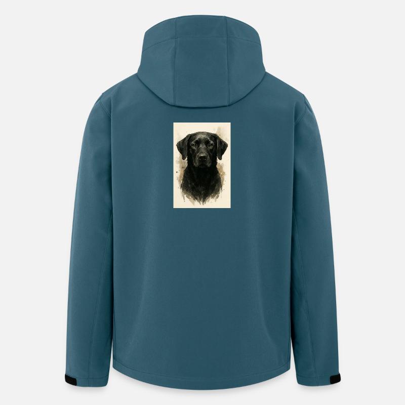 Schwarzer Hund Aquarell - Recycelte Männer Softshell-Jacke von Stanley/Stella - Dunkles Petrol