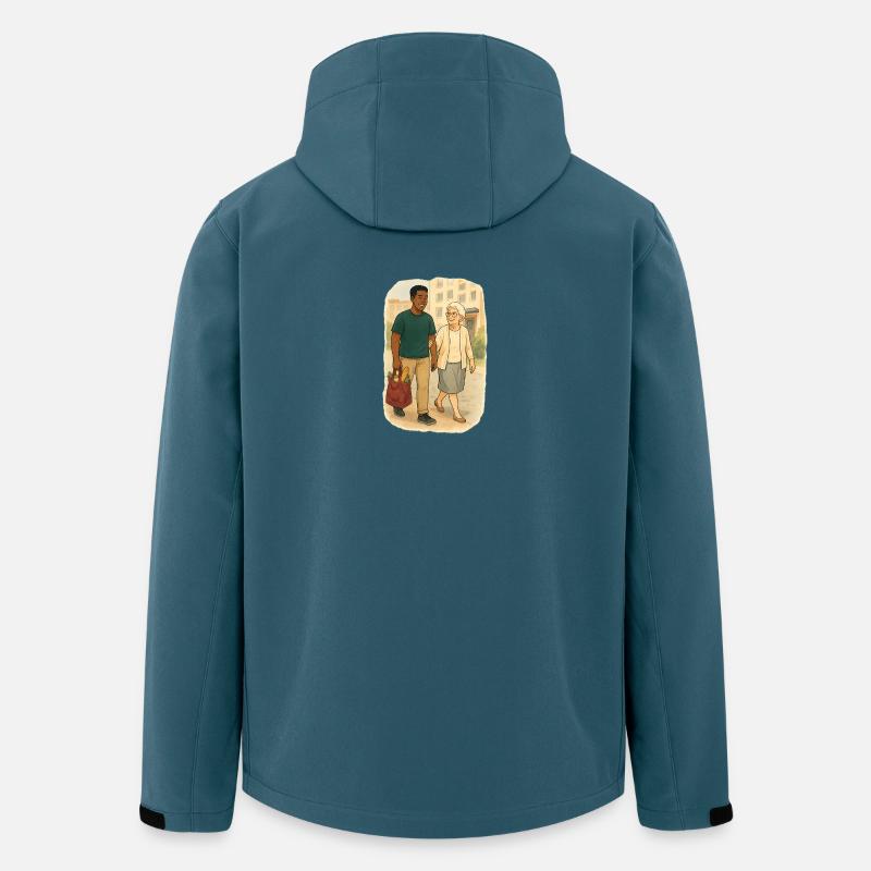 Grand-mère Karin avec son petit-fils - Veste softshell homme en polyester recyclé Stanley/Stella - bleu pétrole foncé