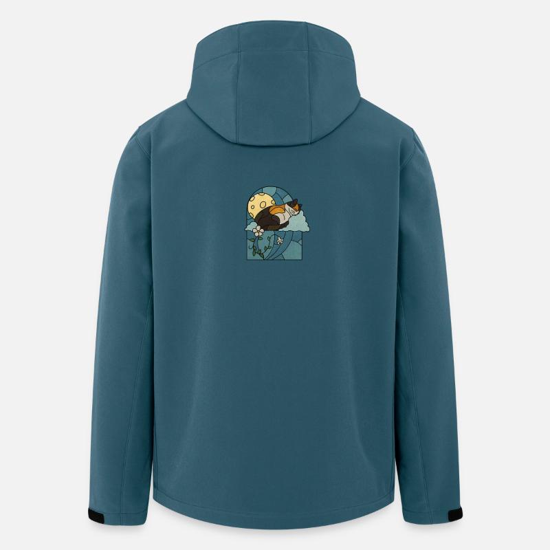 Chat endormi dans un vitrail - Veste softshell homme en polyester recyclé Stanley/Stella - bleu pétrole foncé