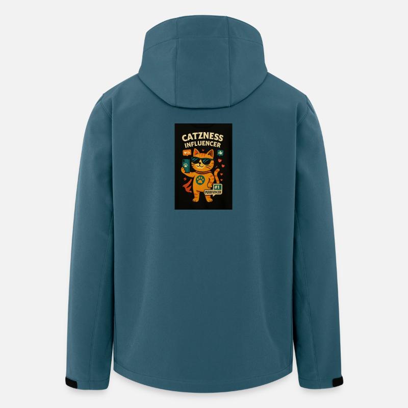 Chat influenceur avec lunettes de soleil - Veste softshell homme en polyester recyclé Stanley/Stella - bleu pétrole foncé
