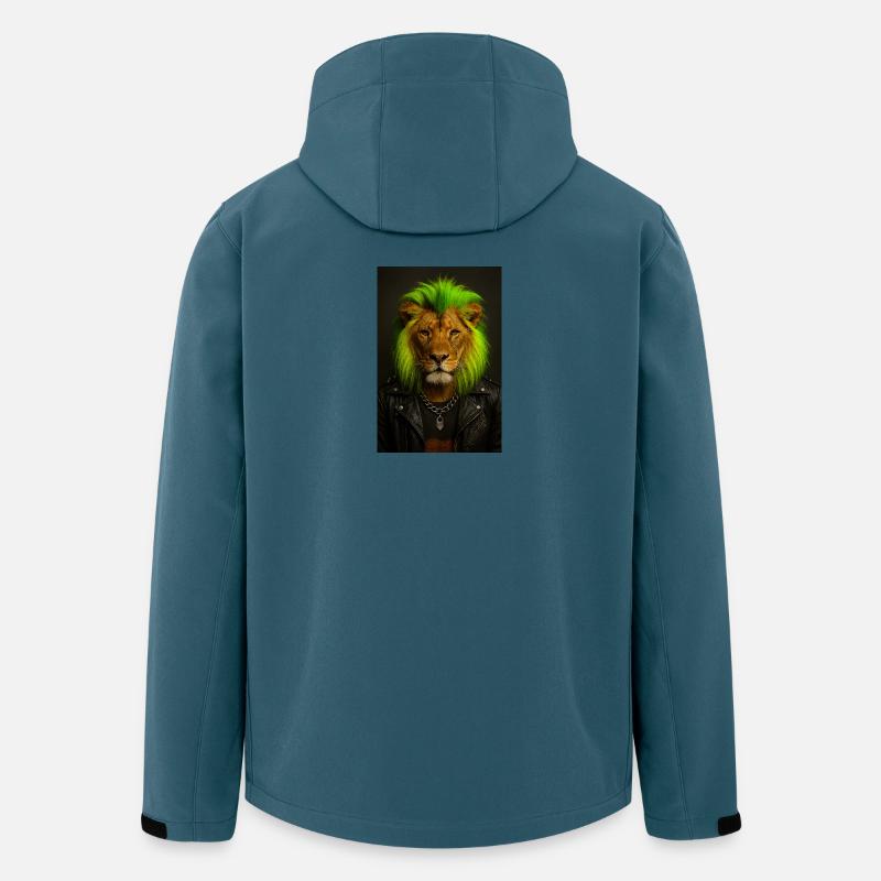 Löwe NeonPunk im Lederlook - Recycelte Männer Softshell-Jacke von Stanley/Stella - Dunkles Petrol