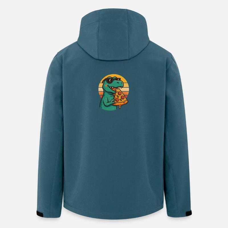 Pizza Saurus Rétro - Veste softshell homme en polyester recyclé Stanley/Stella - bleu pétrole foncé
