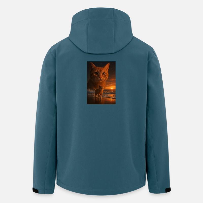 Coucher de soleil chat Double vue - Veste softshell homme en polyester recyclé Stanley/Stella - bleu pétrole foncé