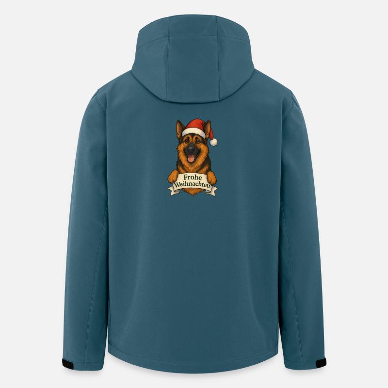 Weihnachtshund mit Santa Hut - Recycelte Männer Softshell-Jacke von Stanley/Stella - Dunkles Petrol