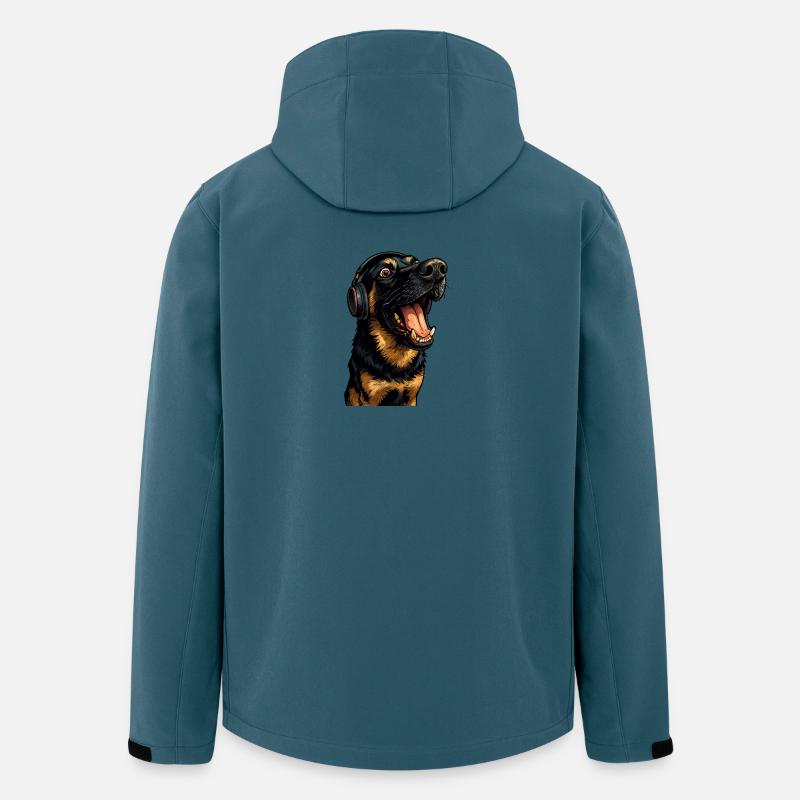 Kopfhörer-Rottweiler Portrait - Recycelte Männer Softshell-Jacke von Stanley/Stella - Dunkles Petrol