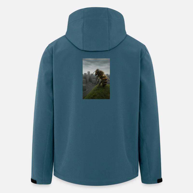 Riesige Biene über Stadtdach - Recycelte Männer Softshell-Jacke von Stanley/Stella - Dunkles Petrol