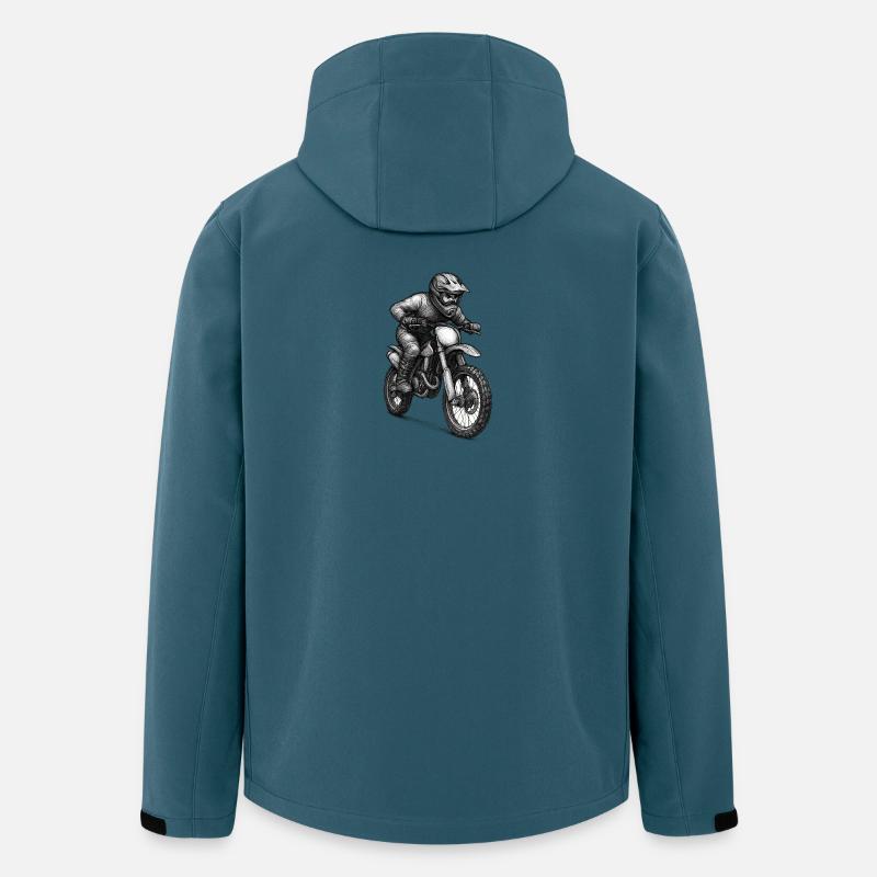Illustration de pilotes de motocross - Veste softshell homme en polyester recyclé Stanley/Stella - bleu pétrole foncé