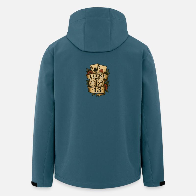 Kartenwürfel Glück 13 - Recycelte Männer Softshell-Jacke von Stanley/Stella - Dunkles Petrol