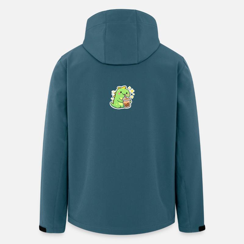 Dinosaure sucré avec bubble tea - Veste softshell homme en polyester recyclé Stanley/Stella - bleu pétrole foncé