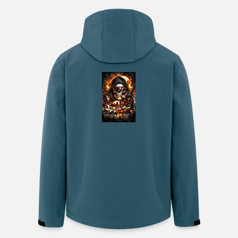 Urbaner Totenkopf mit Flammen Skyline - Recycelte Männer Softshell-Jacke von Stanley/Stella - Dunkles Petrol