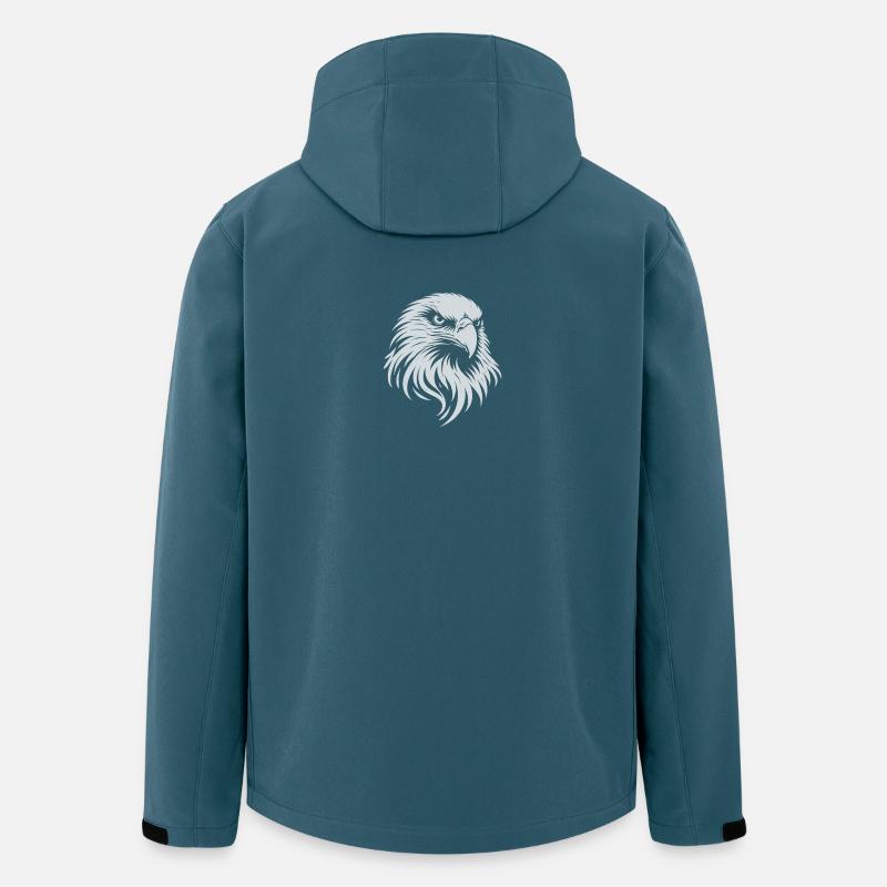 Eagle Head – Minimalistisk stregtegning - Stanley/Stella herre softshelljakke i genanvendt polyester - mørk petrol